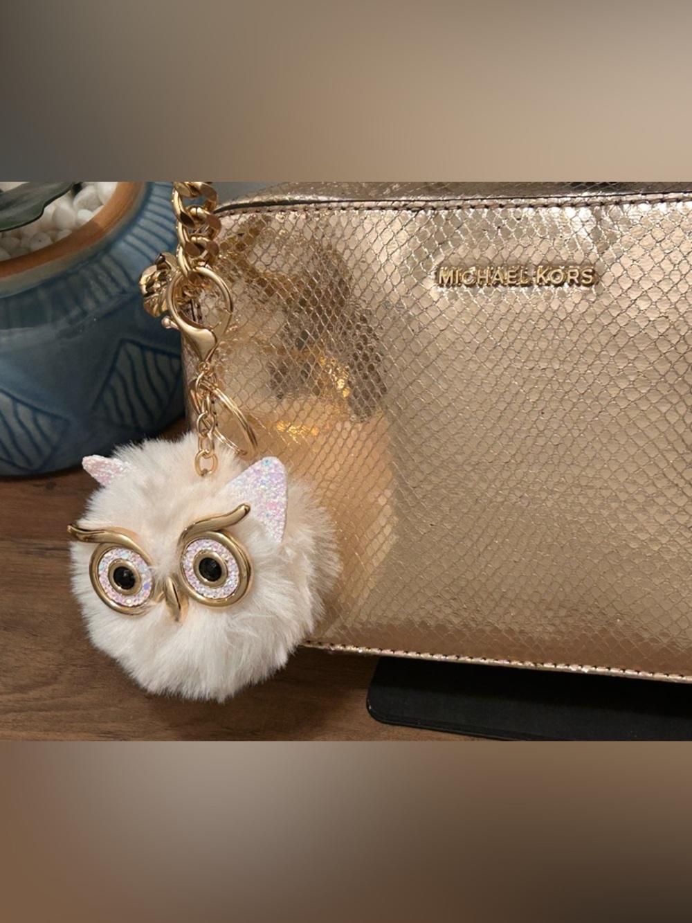 Michael Kors Gold Crossbody Camera Bag With Tassle and Bag Charm - Picture 6 of 11